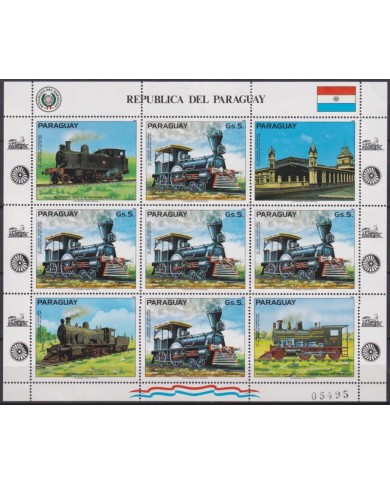 F-EX63612 PARAGUAY MNH 1980 RAILROAD TRAIN RAILWAYS LOCOMOTIVE FERROCARRIL.