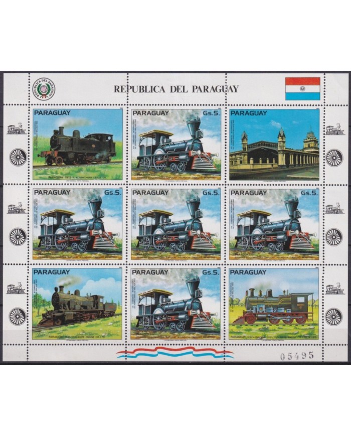 F-EX63612 PARAGUAY MNH 1980 RAILROAD TRAIN RAILWAYS LOCOMOTIVE FERROCARRIL.