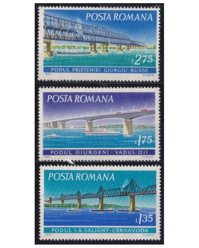F-EX63994 RUMANIA MNH 1972 DANUBE RAILROAD BRIDGE TRAIN RAILWAYS LOCOMOTIVE FERROCARRIL.