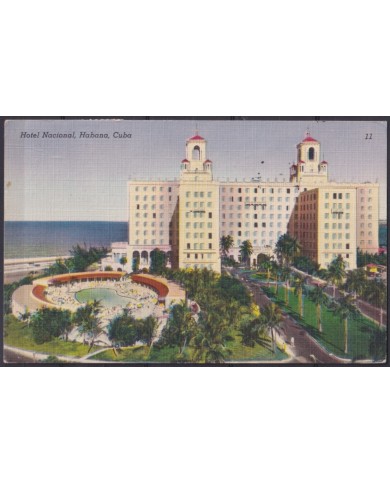 POS-1885 CUBA POSTCARD 1955 CHARISTMAS NATIONAL HOTEL WITH SEMIPOSTAL.