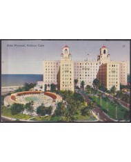 POS-1885 CUBA POSTCARD 1955 CHARISTMAS NATIONAL HOTEL WITH SEMIPOSTAL.