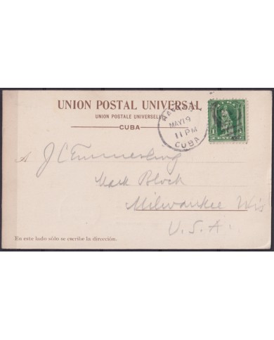 POS-1889 CUBA POSTCARD 1902 MAINE WRECK IN HAVANA HARBOR TO USA US.