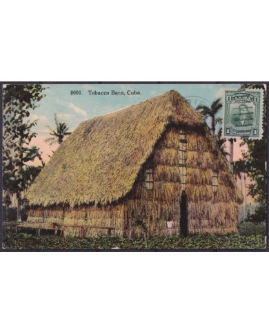 POS-1892 CUBA POSTCARD CIRCA 1913 TOBACCO HOUSE. GABRIEL CITY TO USA US RARE.