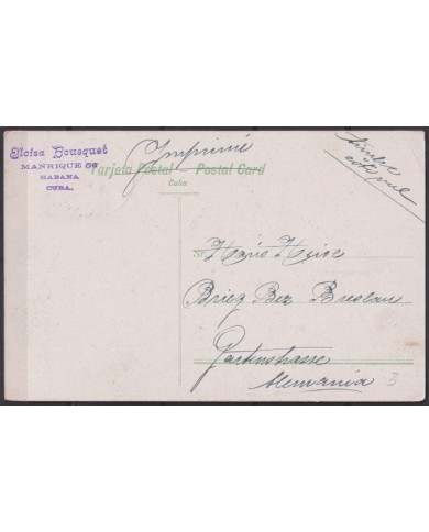 POS-1893 CUBA POSTCARD 1909 SANTIAGO DE CUBA EL VISO FORT TO GERMANY.