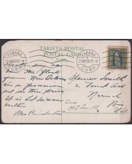 POS-1895 CUBA POSTCARD 1911 HAVANA HARBOR STREET MALECON & PUNTA CASTLE TO USA US.