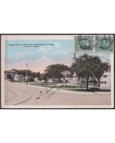 POS-1896 CUBA POSTCARD 1922 1C FROM BOOKLED STIAGO DE CUBA LIBERTY PARK - USA US.