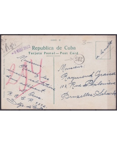 POS-1896 CUBA POSTCARD 1922 1C FROM BOOKLED STIAGO DE CUBA LIBERTY PARK - USA US.