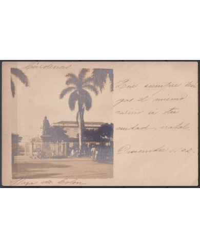 POS-1899 CUBA POSTCARD 1902 CARDENAS COLUMBUS SQUEARE RARE TO USA US.