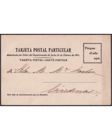 POS-1899 CUBA POSTCARD 1902 CARDENAS COLUMBUS SQUEARE RARE TO USA US.