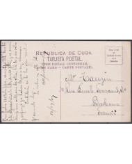 POS-1902 CUBA POSTCARD 1909 HAVANA MORRO CASTLE TO FRANCE.