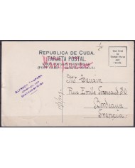 POS-1903 CUBA POSTCARD 1909 PALM VALLEY OF MATANZAS TO FRANCE.