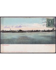 POS-1904 CUBA POSTCARD 190? CIENFUEGOS PANORAMICS HARBOR TO FRANCE.