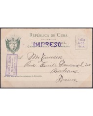 POS-1904 CUBA POSTCARD 190? CIENFUEGOS PANORAMICS HARBOR TO FRANCE.
