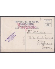 POS-1909 CUBA POSTCARD 1909 MARIANAO COUNTRY PALM LANDSCAPE TO FRANCE.