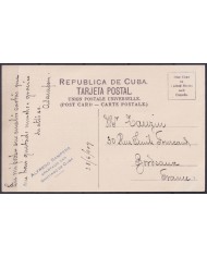 POS-1910 CUBA POSTCARD 1909 MATANZAS MARTI PROMENADE TO FRANCE.