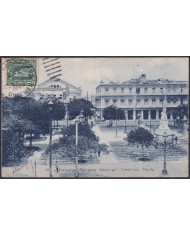 POS-1915 CUBA POSTCARD 1909 HAVANA CENTRAL PARK SANTIAGO DE CUBA TO FRANCE.
