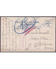 POS-1915 CUBA POSTCARD 1909 HAVANA CENTRAL PARK SANTIAGO DE CUBA TO FRANCE.