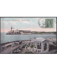POS-1917 CUBA POSTCARD 1909 HAVANA HARBOR STREET MALECON & PUNTA CASTLE TO FRANCE.