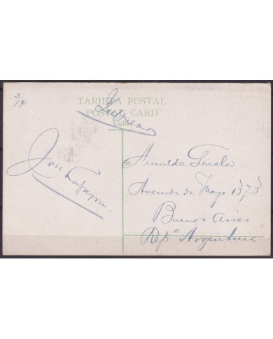 POS-1921 CUBA POSTCARD CIRCA 1909 HAVANA CENTRAL PARK TO ARGENTINA.