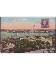 POS-1922 CUBA POSTCARD CIRCA 1910 HAVANA HARBOR LANDSCAPE CABAÑA FORTRESS TO LUXEMBURG.