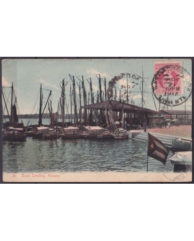 POS-1926 CUBA POSTCARD 1917 HAVANA BOAT OF LANDING TO ARGENTINA.