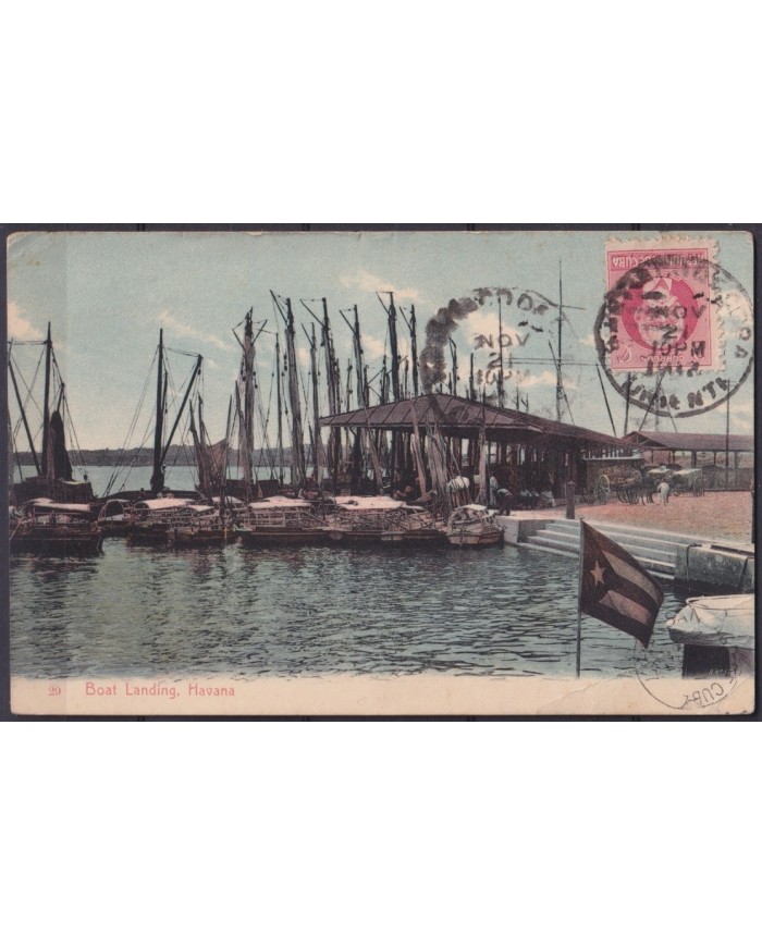 POS-1926 CUBA POSTCARD 1917 HAVANA BOAT OF LANDING TO ARGENTINA.