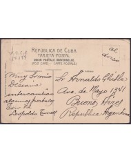 POS-1926 CUBA POSTCARD 1917 HAVANA BOAT OF LANDING TO ARGENTINA.