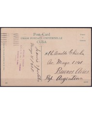POS-1927 CUBA POSTCARD 1915 1c MAPITAS HAVANA CEMENTERY OF COLUMBUS TO ARGENTINA.