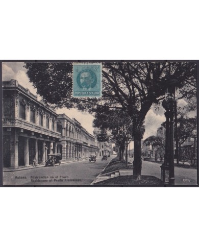 POS-1928 CUBA POSTCARD CIRCA 1917 HAVANA RESIDENCE ET PRADO PROMENADE TO ARGENTINA.
