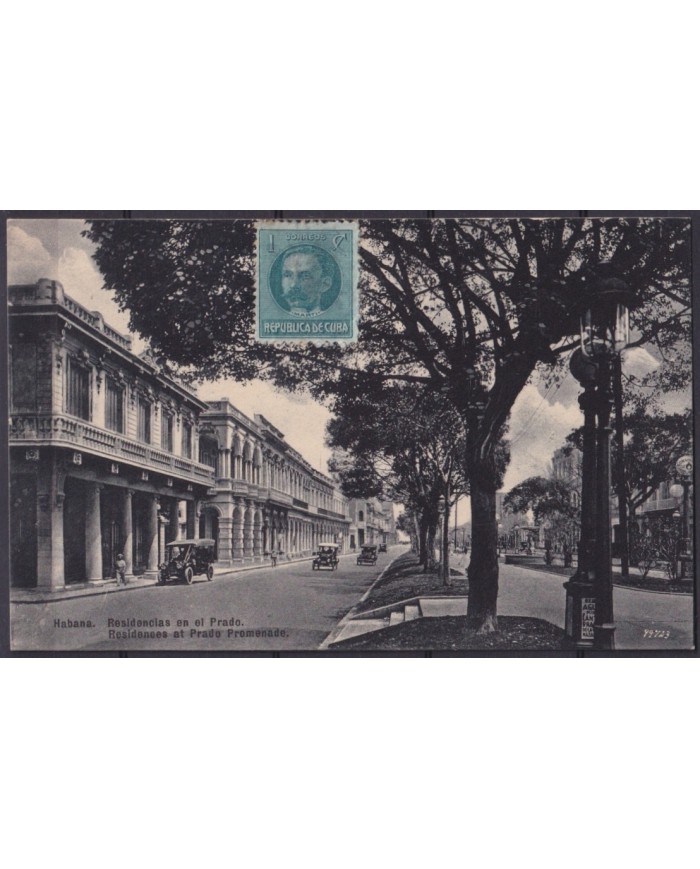 POS-1928 CUBA POSTCARD CIRCA 1917 HAVANA RESIDENCE ET PRADO PROMENADE TO ARGENTINA.
