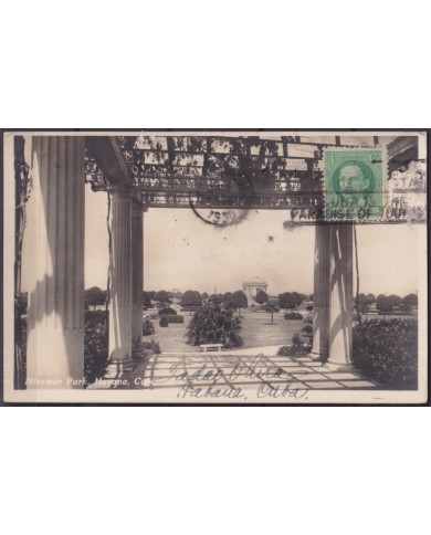 POS-1929 CUBA POSTCARD 1930 1c MIRAMAR PARK TO ARGENTINA.