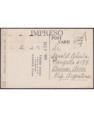 POS-1929 CUBA POSTCARD 1930 1c MIRAMAR PARK TO ARGENTINA.