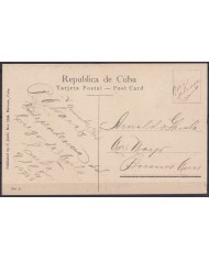 POS-1930 CUBA POSTCARD CIRCA 1920 HAVANA ALBEAR SQUARE TO ARGENTINA.