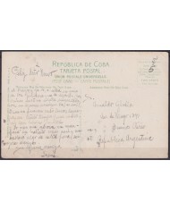 POS-1933 CUBA POSTCARD 1917 1c MAPITAS HAVANA CABAÑAS FORTRESS PARAPET TO ARGENTINA.