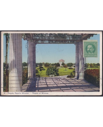 POS-1935 CUBA POSTCARD 1930 HAVANA PERGOLA OF MIRAMAR FIVE AVENUE TO ARGENTINA.