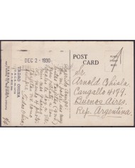 POS-1934 CUBA POSTCARD 1930 HAVANA FOUNTAIN OF MIRAMAR FIVE AVENUE TO ARGENTINA.