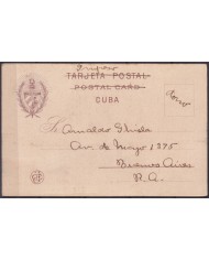 POS-1938 CUBA POSTCARD 1908 HAVANA CASTLE OF CHORRERA FORT TO ARGENTINA.