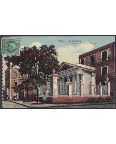 POS-1946 CUBA POSTCARD CIRCA 1920 HAVANA EL TEMPLETE UNUSED + STAMPS.