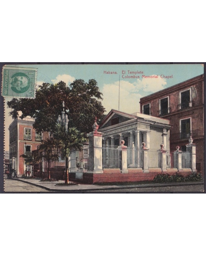POS-1946 CUBA POSTCARD CIRCA 1920 HAVANA EL TEMPLETE UNUSED + STAMPS.