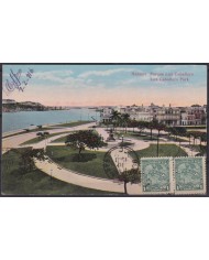POS-1948 CUBA POSTCARD 1916 1c MAPITAS HAVANA LUZ CABALLERO PARK MALECON TO ARGENTINA.