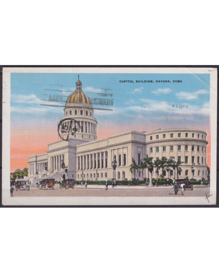 POS-1949 CUBA POSTCARD 1936 HAVANA NATIONAL CAPITOL VIEW TO ARGENTINA.