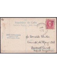 POS-1950 CUBA POSTCARD 1919 HAVANA LA FUERZA CASTLE FORTRESS TO ARGENTINA.