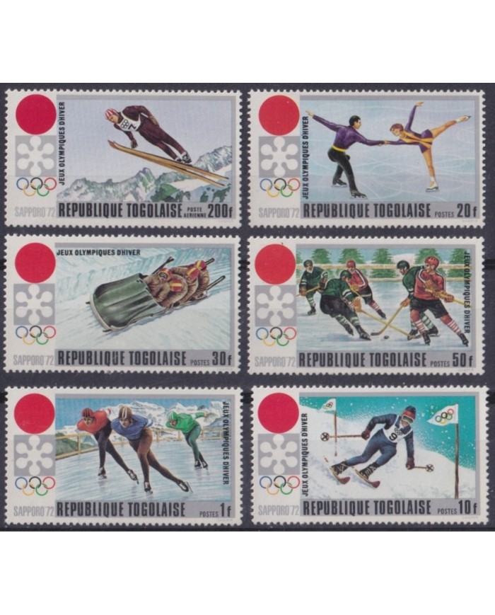 F-EX65132 TOGO MNH 1972 WINTER OLYMPIC GAMES SAPPORO SKI HOCKEY BOBSLED.