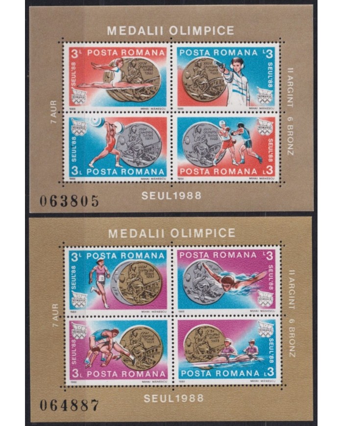 F-EX65141 RUMANIA MNH 1988 SEOUL OLYMPIC GAMES ATHLETISM BOXING SHUTTING GYMNASTICS.