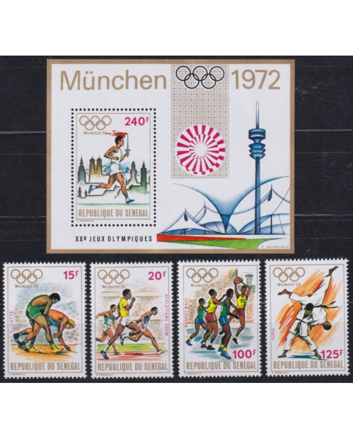 F-EX65143 SENEGAL MNH 1972 MUNICH OLYMPIC GAMES JUDO ATHLETISM BASKET FITHING.