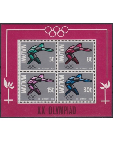F-EX65241 MALAWI MNH 1972 MUNICH OLYMPIC GAMES SHEET.