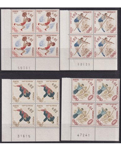 F-EX65244 MONACO MNH 1964 TOKIO OLYMPIC GAMES BLOCK 4 JUDO ATHLETISM ARCHERY.