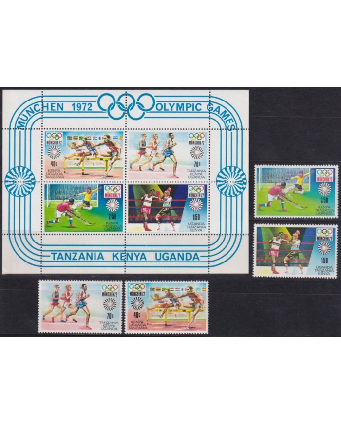 F-EX65245 TANZANIA MNH 1972 MUNICH OLYMPIC GAMES ATHLETISM BOXING HOCKEY.