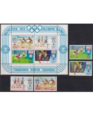 F-EX65245 TANZANIA MNH 1972 MUNICH OLYMPIC GAMES ATHLETISM BOXING HOCKEY.