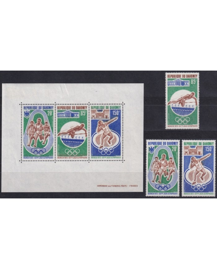 F-EX65247 DAHOMEY MNH 1972 MUNICH OLYMPIC GAMES ATHLETISM BASKET.